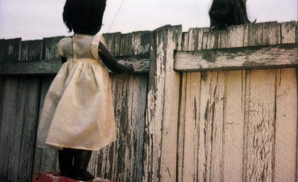 Destiny Deacon 'Over the Fence' 2000 (from the series Sad & Bad) Corrigan Collection. Reproduced courtesy of the artist and Roslyn Oxley9 Gallery, Sydney Destiny Deacon 'Over the Fence' 2000 (from the series Sad & Bad) Corrigan Collection. Reproduced courtesy of the artist and Roslyn Oxley9 Gallery, Sydney